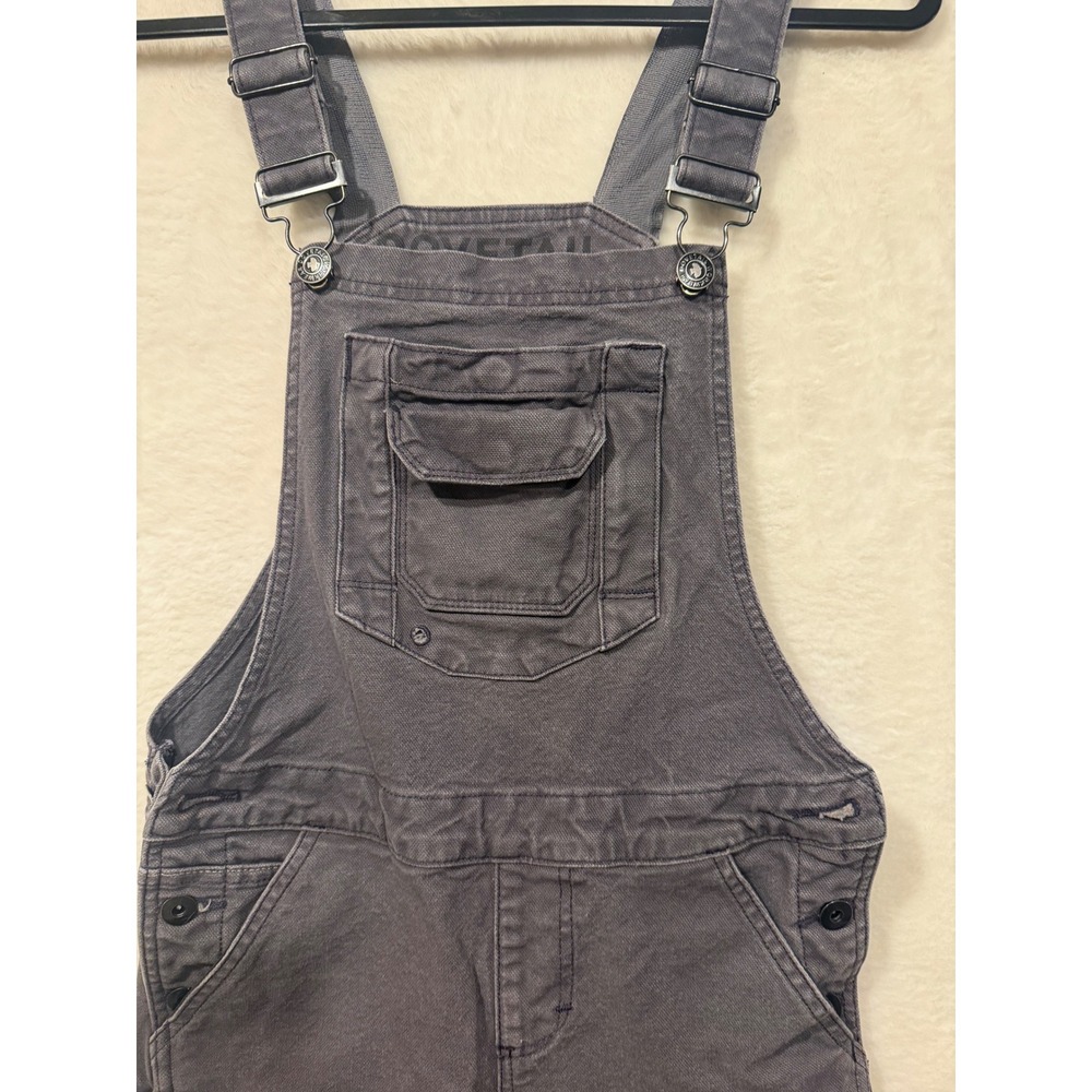 Dovetail Workwear Freshley Overalls Womens 0/28 Grey Canvas Utility Bib Pants